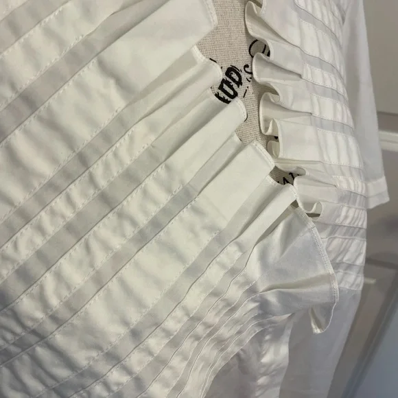 Lafayette 1448 New York off White Ruffle Short Sleeved Blouse size 12 - Picture 2 of 11